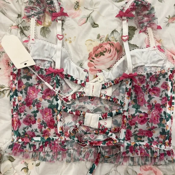 For Love and Lemons Heartbloom Bustier top medium M corset lingerie NWT - Picture 4 of 7